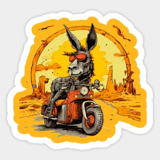 Surrealistic Donkey on a bike Sticker